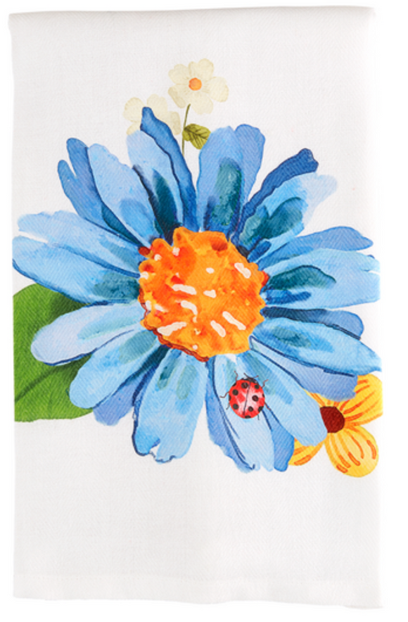 Blue Spring Flower Tea Towel