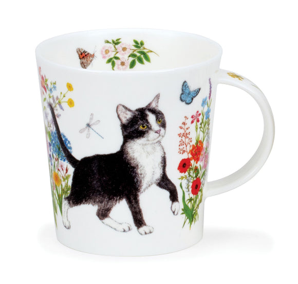 Dunoon Lomond Floral Cats Black Mug