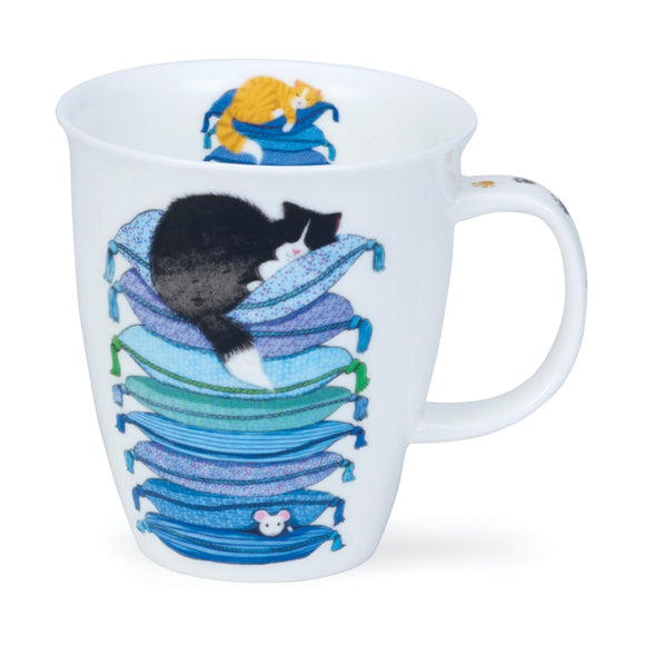 Dunoon Nevis Sleepy Cat Blue Mug